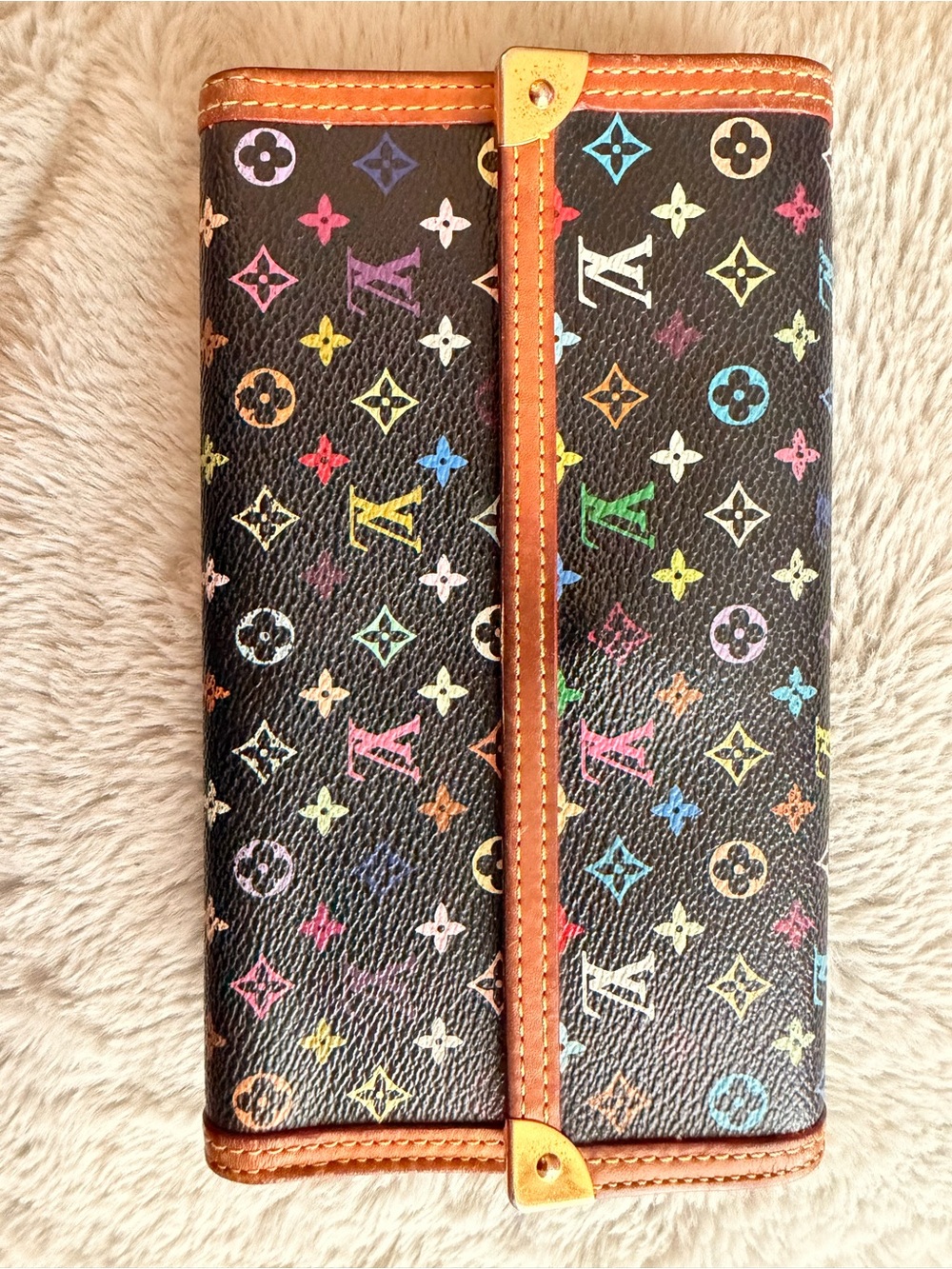 Authentic Louis Vuitton Black Takashi Murakami Monogram Long Wallet